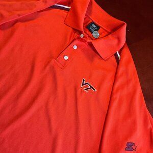VTG Mens Starter Virginia Tech Orange Collegiate Embroidered Retro Polo (Large)
